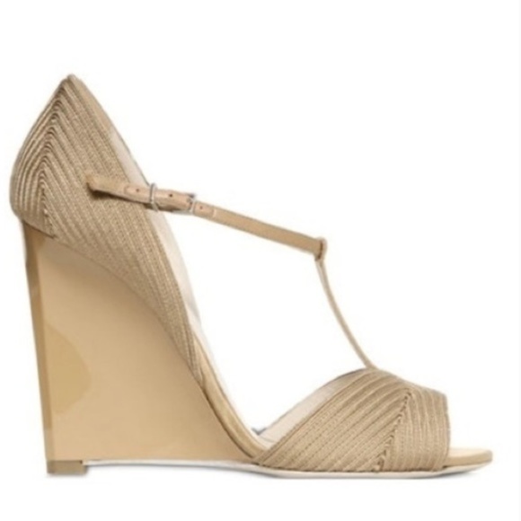 Giorgio Armani Shoes - Giorgio Armani Sahara Champagne Silk Wedge